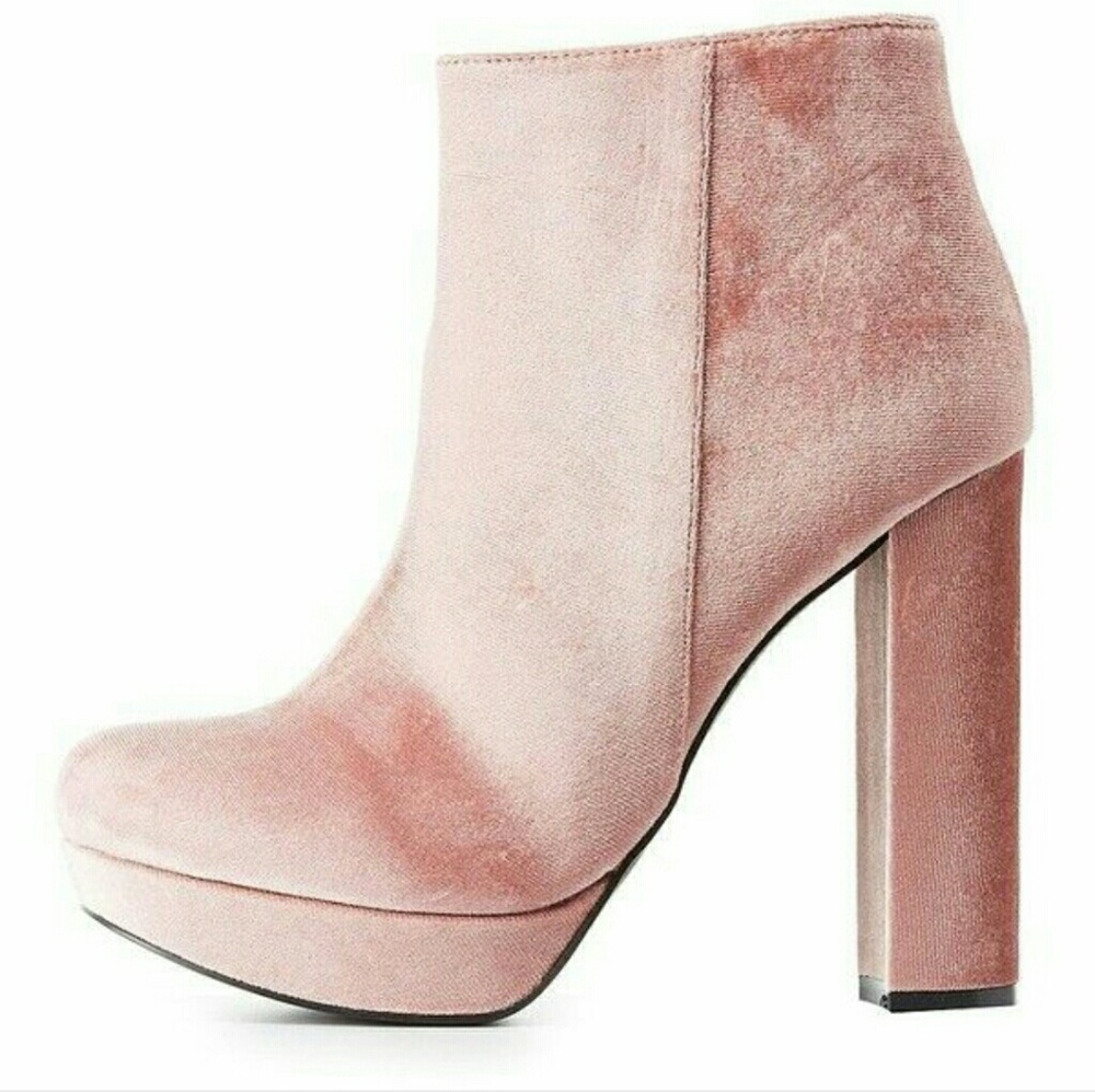 Pink velvet ankle booties 🌟NEVER BEEN WORN🌟
